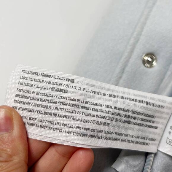 Abercrombie and Fitch Womens Small S Light Blue Gray Cozy Shacket Snap Button - Picture 10 of 10